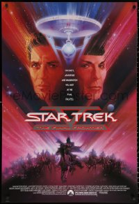 2g910 STAR TREK V advance 1sh 1989 The Final Frontier, art of William Shatner & Nimoy by Bob Peak!