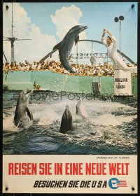 2g083 BESUCHEN SIE DIE USA 20x29 travel poster 1960s Visit Marineland, image of leaping dolphin!
