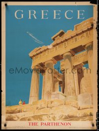 2g087 GREECE 24x32 Greek travel poster 1954 great Sharland Negus art of the Parthenon!