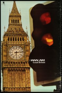 2g095 PAN AM GREAT BRITAIN 28x42 travel poster 1978 image of a stoplight and Big Ben!