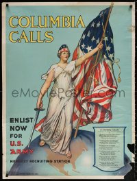 2g011 COLUMBIA CALLS 30x40 WWI war poster 1916 enlist in the U.S. Army, art by Aderente & Halsted!