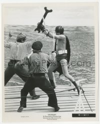 2h106 BATMAN 8x10 still 1966 Adam West in costume with giant wrench fighting bad guys on dock!
