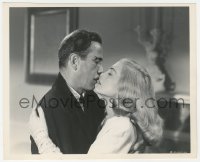2h251 DEAD RECKONING 8x10 key book still 1947 c/u of Humphrey Bogart & Lizabeth Scott about to kiss!