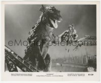 2h393 GORGO 8.25x10.25 still 1961 special FX image of the rubbery lizard monster destroying bridge!