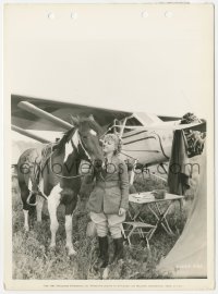 2h394 GRACE BRADLEY 8x11 key book still 1935 the actress is camping by airplane with pinto horse!