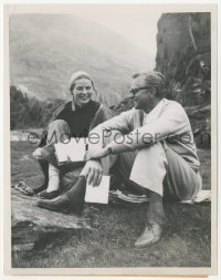 2h461 INGRID BERGMAN 7x9 news photo 1958 on holiday in Wales with Swedish millionaire Lars Schmidt!