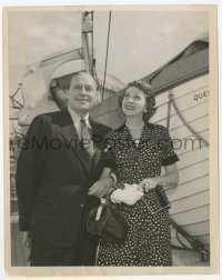 2h484 JACK BENNY PROGRAM TV 7.25x9 still 1950 w/comedienne wife Mary Livingstone by Queen Mary ship!