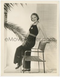 2h494 JEAN CHATBURN 8x10.25 still 1930s modeling a blue knit slack ensemble for sports occasions!