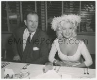 2h513 JOHN WAYNE/JAYNE MANSFIELD 8.25x10 still 1950s without his toupee & they're eating together!