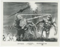 2h540 KING KONG ESCAPES 8x10 still 1968 special FX scene with Kong & MechaKong battling dinosaur!