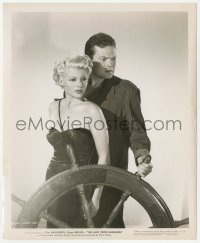 2h548 LADY FROM SHANGHAI 8.25x10 still 1947 c/u of Orson Welles & Rita Hayworth by ship's wheel!