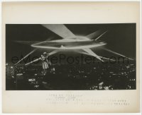 2h668 MYSTERIANS 8.25x10 still 1959 cool special effects scene with alien by spaceship in mid air!