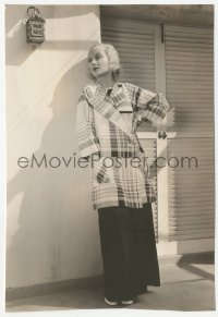2h693 NOW & FOREVER 6x8.75 still 1934 full-length Carole Lombard in plaid jacket & black pajamas!