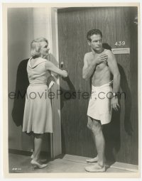 2h744 PRIZE 8x10 still 1963 Micheline Presle & naked Paul Newman trapped in Stockholm hotel hallway!