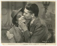 2h755 REBECCA 7.5x9.5 still 1940 c/u of Laurence Olivier kissing Joan Fontaine's cheek, Hitchcock!