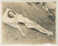2h771 RITA HAYWORTH deluxe 8x10 still 1940s she's sunbathing on the lawn in two-piece swimsuit!