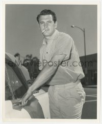2h775 ROCK HUDSON 8.25x10 still 1960s smoking a cigarette & getting into his car by Philip Ramey!