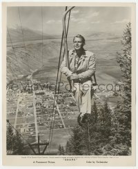 2h804 SHANE candid 8.25x10 still 1951 happy Alan Ladd riding ski lift up the Grand Teton Mountains!