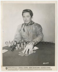 2h819 SILVER RIVER 8.25x10 still 1948 great portrait of Errol Flynn with poker chips & pistol!