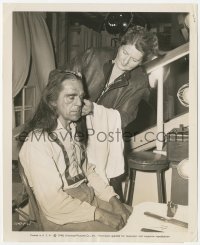 2h872 TAP ROOTS candid 8.25x10 still 1948 Boris Karloff gets his Indian scalp applied before scene!