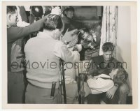2h910 TILL THE END OF TIME candid 7.25x9 news photo 1946 crew films Madison & McGuire romantic c/u!