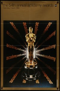 2j055 54TH ANNUAL ACADEMY AWARDS 1sh 1982 ABC, great image of golden Oscar statuette!