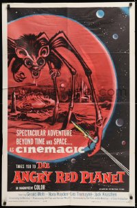 2j079 ANGRY RED PLANET 1sh 1960 great artwork of gigantic drooling bat-rat-spider creature!