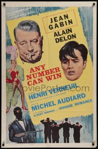 2j084 ANY NUMBER CAN WIN int'l 1sh 1963 Jean Gabin, Alain Delon, Verneuil, sexy showgirl, different!