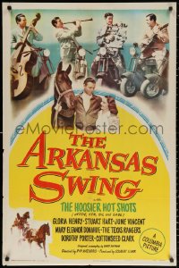 2j087 ARKANSAS SWING 1sh 1948 The Hoosier Hot Shots Hezzie, Ken, Gil & Gabe + horse racing!