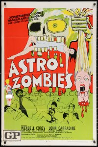 2j089 ASTRO-ZOMBIES 1sh 1968 great wild art of creature eating sexy girl & holding severed head!