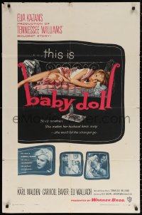 2j091 BABY DOLL 1sh 1957 Elia Kazan, classic image of sexy troubled teen Carroll Baker!