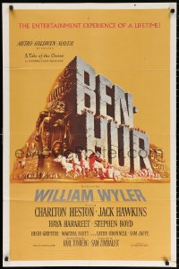 2j113 BEN-HUR 1sh 1960 Charlton Heston, William Wyler classic epic, cool chariot & title art!