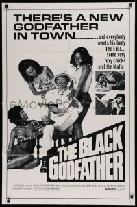 2j129 BLACK GODFATHER 1sh R1970s the FBI, foxy chicks and the Mafia want his body!