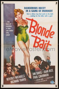 2j139 BLONDE BAIT 1sh R1950s full-length sexy smoking bad girl Beverly Michaels is a silken trap!