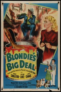 2j140 BLONDIE'S BIG DEAL 1sh 1949 cool artwork of Penny Singleton & Arthur Lake as Dagwood!