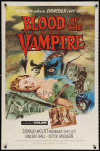 2j142 BLOOD OF THE VAMPIRE 1sh 1958 he begins where Dracula left off, Joseph Smith horror art!