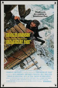 2j158 BREAKHEART PASS style B 1sh 1976 cool art of Charles Bronson by Mort Kunstler!