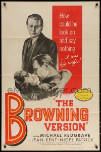 2j168 BROWNING VERSION white style 1sh 1951 Michael Redgrave's wife is cheating on him!