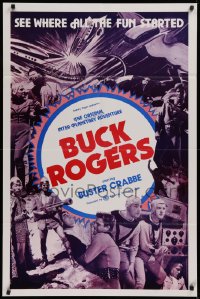2j170 BUCK ROGERS 1sh R1966 Buster Crabbe sci-fi serial, see where all the fun started!