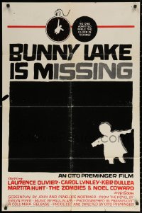 2j175 BUNNY LAKE IS MISSING 1sh 1965 directed by Otto Preminger, cool Saul Bass doll art!