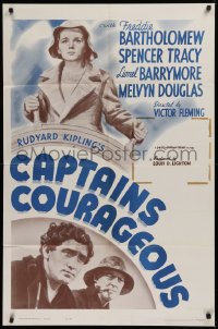 2j184 CAPTAINS COURAGEOUS 1sh R1962 Spencer Tracy, Freddie Bartholomew, Lionel Barrymore!