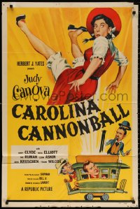 2j187 CAROLINA CANNONBALL 1sh 1955 wacky art of Judy Canova on tiny train, sci-fi comedy!