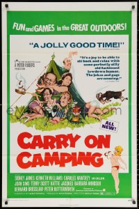 2j191 CARRY ON CAMPING 1sh 1971 Sidney James, English nudist sex, wacky outdoors artwork!