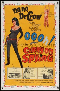 2j192 CARRY ON SPYING 1sh 1964 English spy spoof w/sexy agent O-O-Oh!, most secrets exposed!