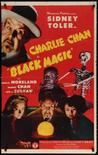 2j200 CHARLIE CHAN IN BLACK MAGIC 1sh 1944 Sidney Toler, wacky Mantan Moreland & skeleton!