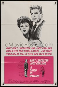 2j201 CHILD IS WAITING 1sh 1963 Howard Terpning art of Burt Lancaster & Judy Garland, Cassavetes!