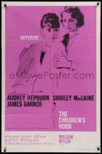 2j202 CHILDREN'S HOUR 1sh 1962 close up artwork of Audrey Hepburn & Shirley MacLaine!