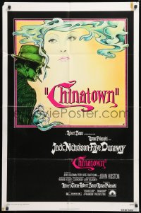 2j204 CHINATOWN 1sh 1974 Jim Pearsall art of smoking Jack Nicholson & Faye Dunaway, Roman Polanski