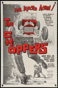 2j205 CHOPPERS 1sh 1962 cool art of punk stealing hot rod, lawless terrors of the highways!