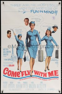 2j217 COME FLY WITH ME 1sh 1963 sexy airline hostesses daydreaming of men!